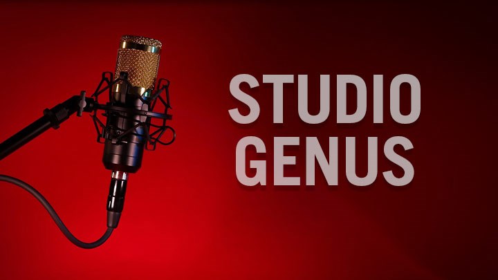 A microphone and the text Studio Genus.
