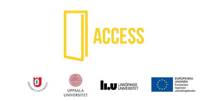 Logotyper för Access, Örebro universitet, Uppsala universitet, Linköpings universitet och EU