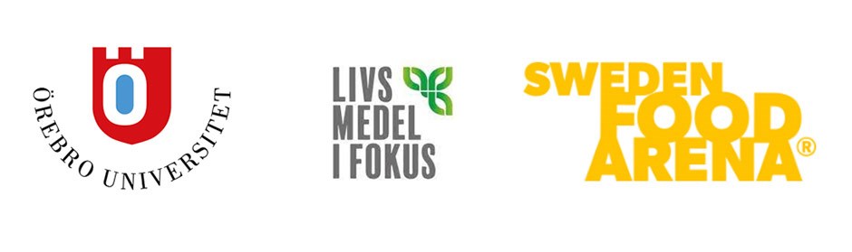Logotyper för Örebro universitet, Livsmedel i fokus och Sweden food arena.