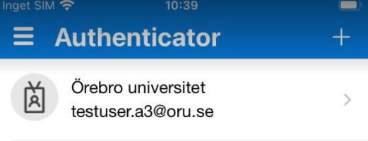 Ditt ORU-konto visas i Microsoft Authenticator appen