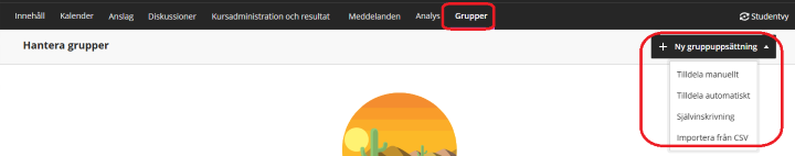 Skärmbild skapa gruppuppsättning