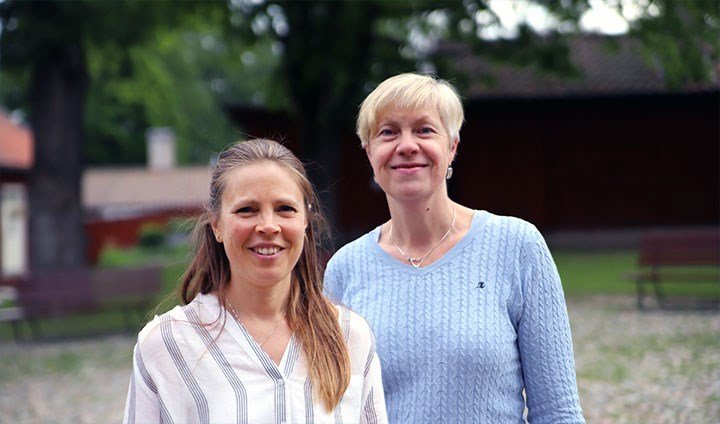 Porträtt av Berit Hjalmarsson och Karin Botvalde Gremark..