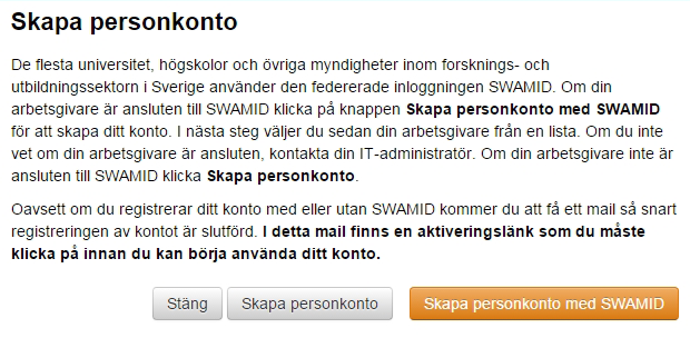 Skapa ett konto med SWAMID