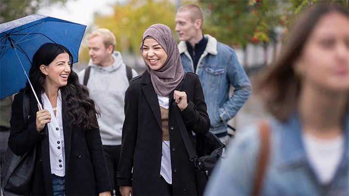 Students on campus.