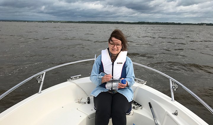 Jana Jass in a boat