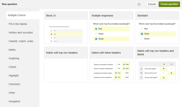 Question types