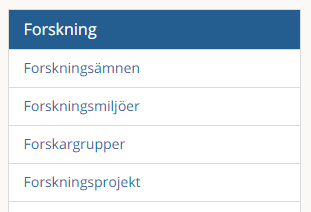 Skärmklipp som visar forskningsingångar.