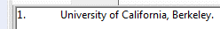 Skärmutklipp från EndNote där organisationen "University of California, Berkeley" är genererad på korrekt sätt.