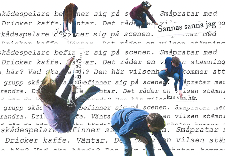Inklippta personer på en text
