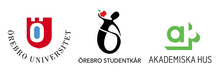 Loggor för Örebro universitet, Örebro studentkår och Akademiska hus.
