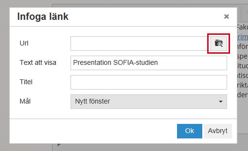 Dialogruta för infoga länk.