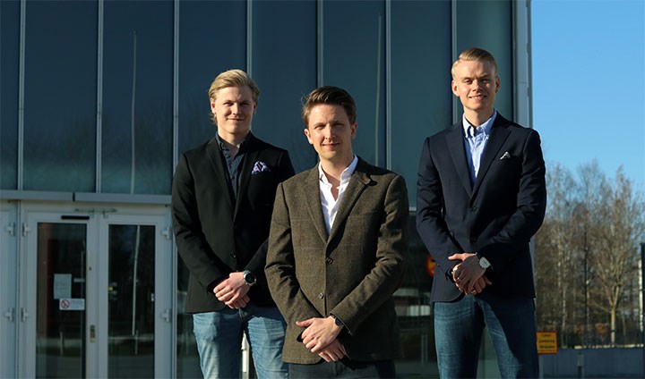 Studenterna Axel Montin, Erik Häggström och Fredrik Birgersson driver bolaget Studentkraft AB.