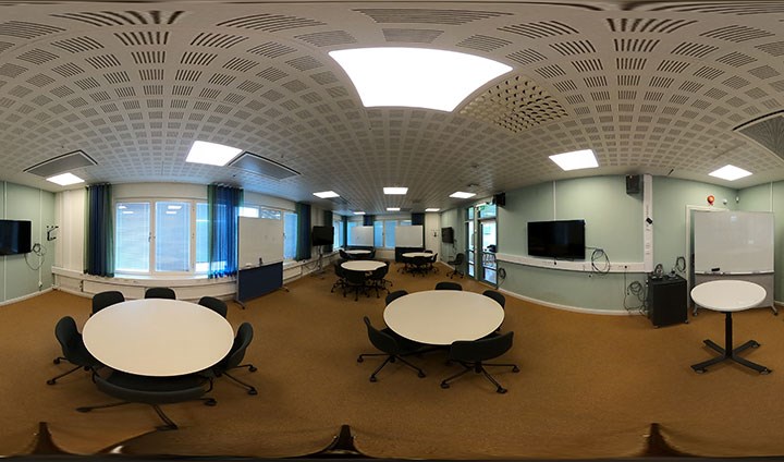 Exempel på 360-bild inifrån lokal.