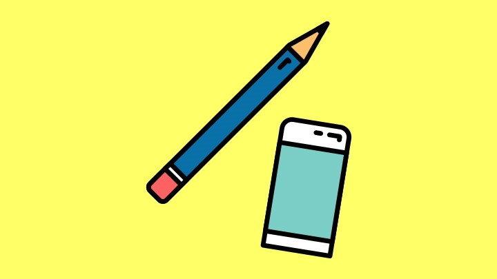 Illustration av en penna och en mobiltelefon