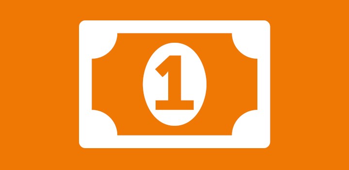 Illustration of a money bill in white on an orange background.