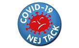 En cirkel med texten Covid-19 - nej tack.