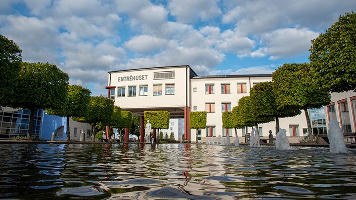 Örebro universitet, Krakadammen framför Entréhuset.