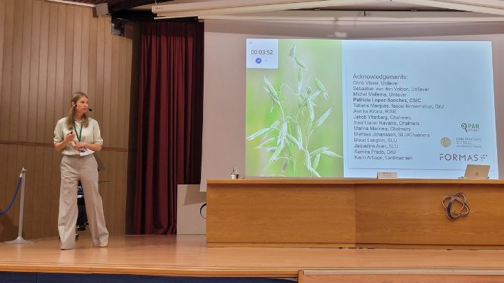 Anna Ström on stage at conference in Granada