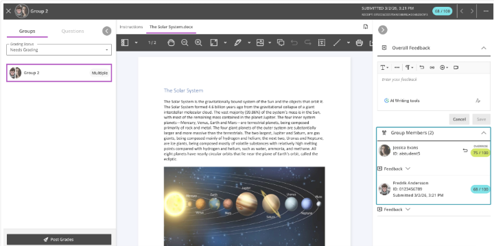 Sk&auml;rmbild - bed&ouml;mningsvyn f&ouml;r gruppinl&auml;mning