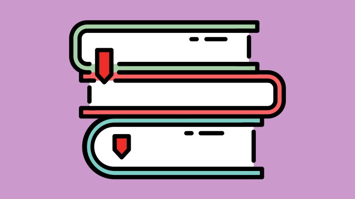 Illustration av tre böcker som ligger staplade på varandra
