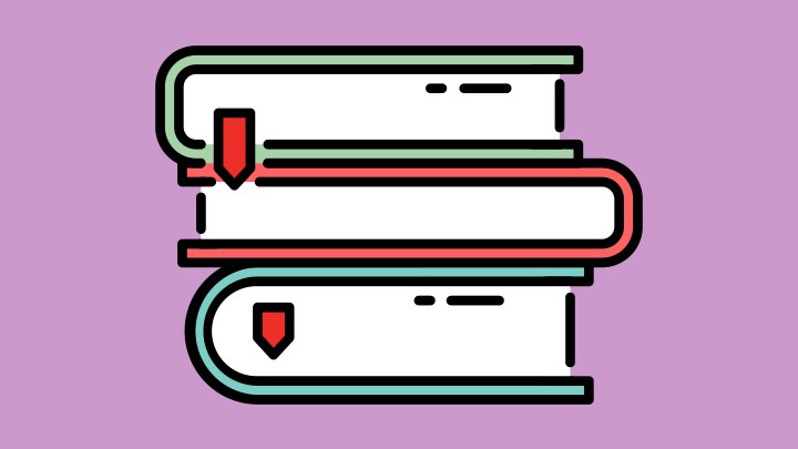 Illustration av tre böcker som ligger staplade på varandra