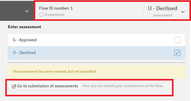 Go to submission of assessments