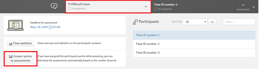 Convert points to assessments