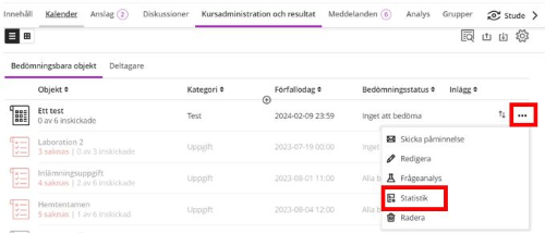 Skärmbild - objektstatistik