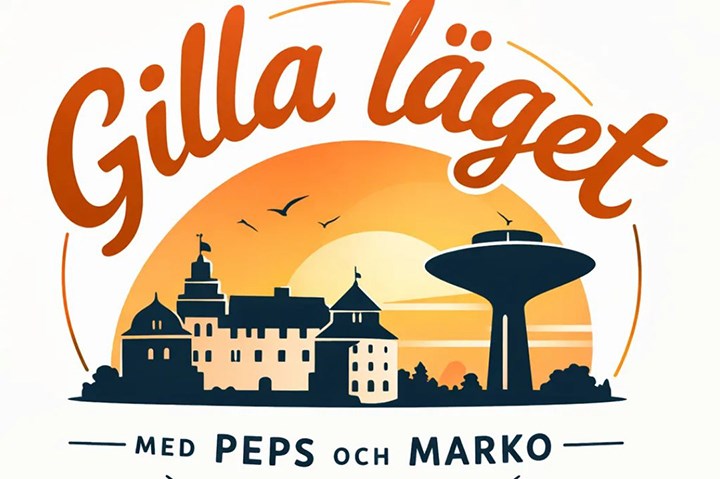 Tecknad bild över Örebro med texten Gilla läget med Peps och Marko