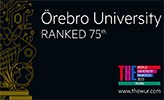 En affisch med texten Örebro University ranked 75th