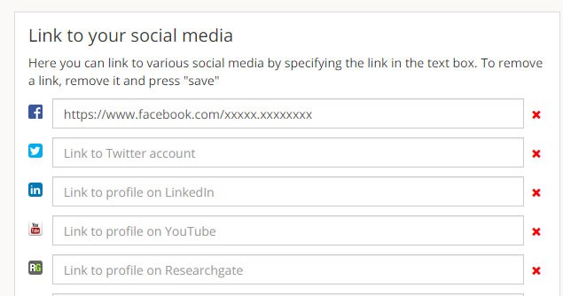 Screenshot displaying the social media box.