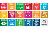 Fyrkanter som visar de globala hållberhetsmålen.