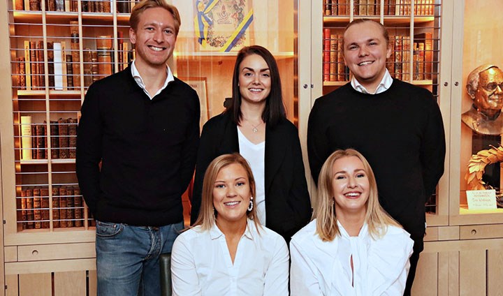 Studenterna från Restaurang- och hotellhögskolan som ska tävla i EMCUp: Christoffer Sörensson Wattrang, Louise Ahlroos, Folke Ununger, Linnea Björk och Hedda Aggebrant.