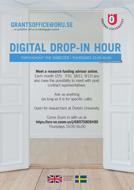 Poster digital drop-in Grants Office