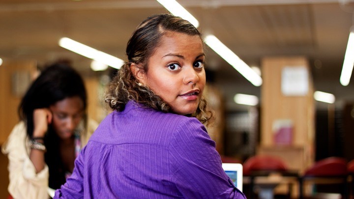 Student in the library