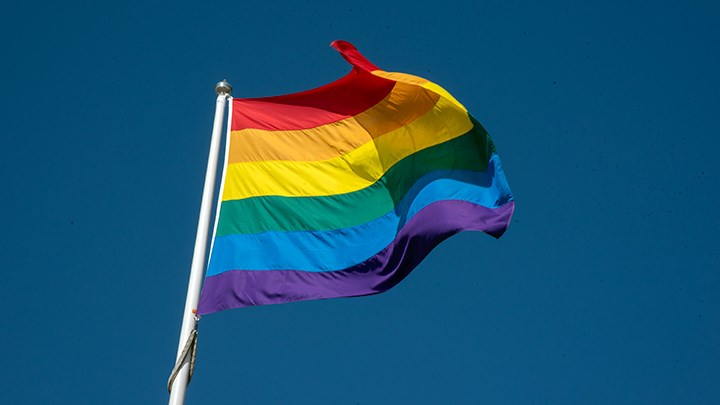 En regnbågsflagga.