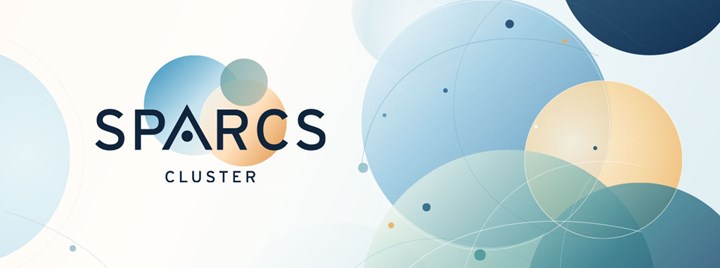 Sparcs logo on a non figurative background
