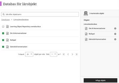 lärosätesdatabas infoga objekt
