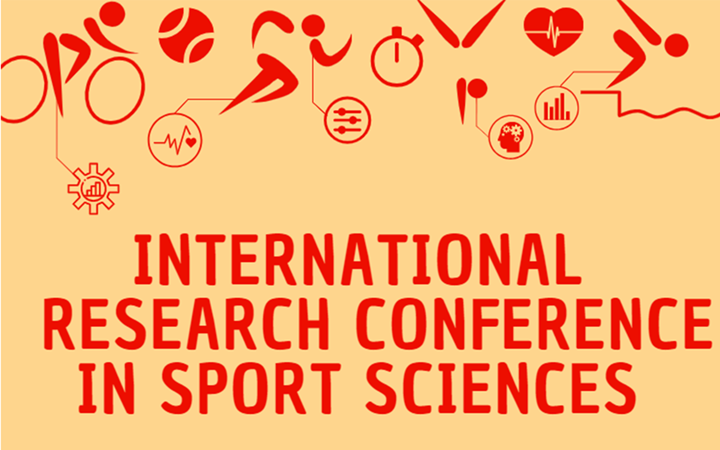 En bild med texten: International Research Conference in Sport Sciences