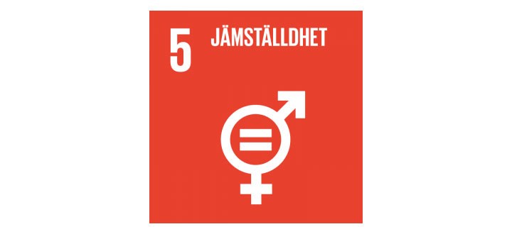 Ikon globala målen agenda 2030, mål 5 jämställdhet.