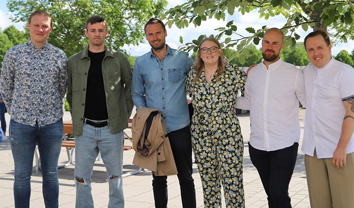 Joakim Brunnberg, Jens Johansen, Lucas Karlén, Elin Norin Wikman, Tobias Sandberg och Alexander Dahlén.