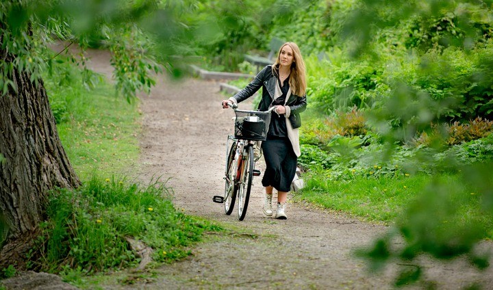 Woman with a bike.