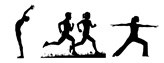 Tecknade personer som utövar yoga och joggar.