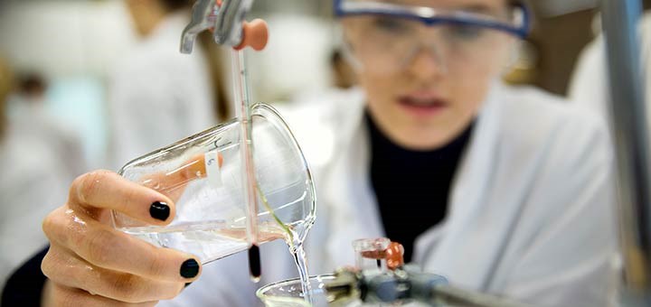 Student working in lab.