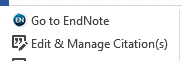 Skärmklipp från EndNote med texten "Edit and Manage Citation(s)".
