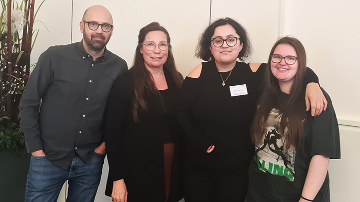 Lärarna Jonas Ålander och Anette Bagger tillsammans med studenterna Nisha Ericsson och Maija Damström.