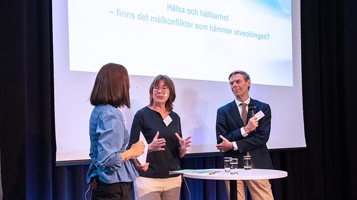 Lavinia Gunnarsson, Marie Gidlund och Jan Brummer på scen.