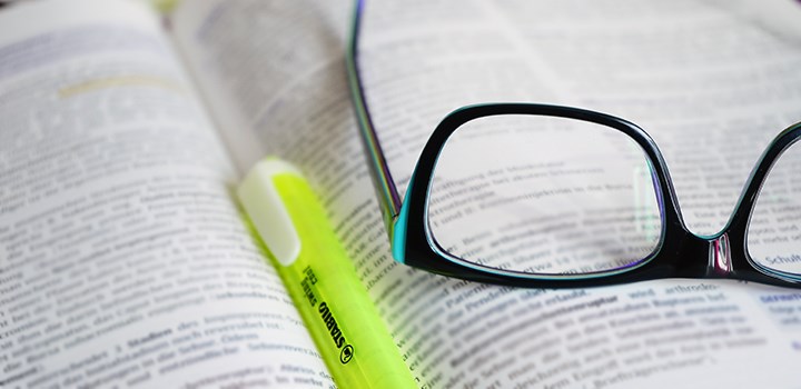 Glasses on a book.