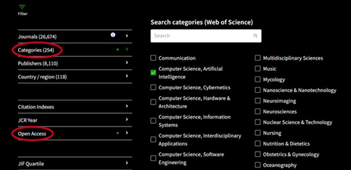 Skärmutklipp från Web of Science.