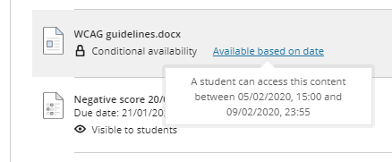 accessibility condition is set on an object